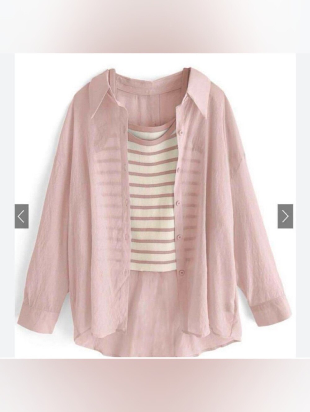 GRL pink and cream knit striped camisole tank top